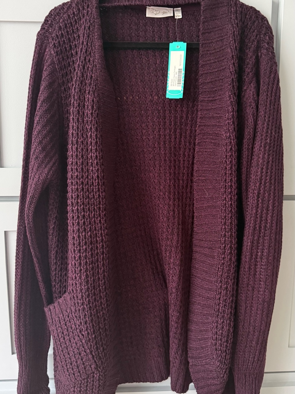 RD Style Open-Front Cardigan in Plum